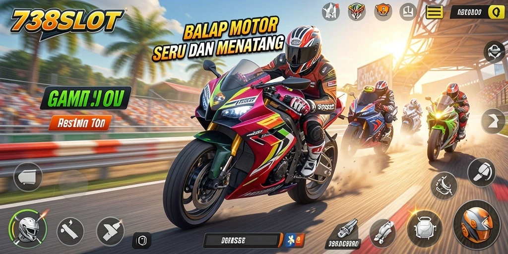 Tampilan seru gameplay balap motor di 738SLOT.