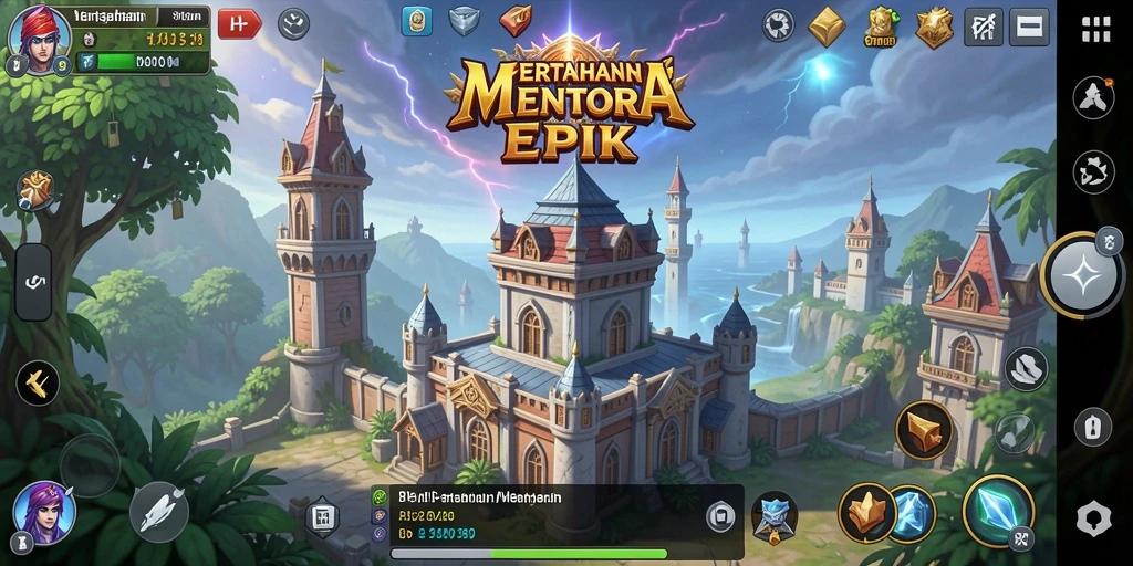 Screenshot utama 8II menunjukkan menara yang menghadang gelombang musuh.
