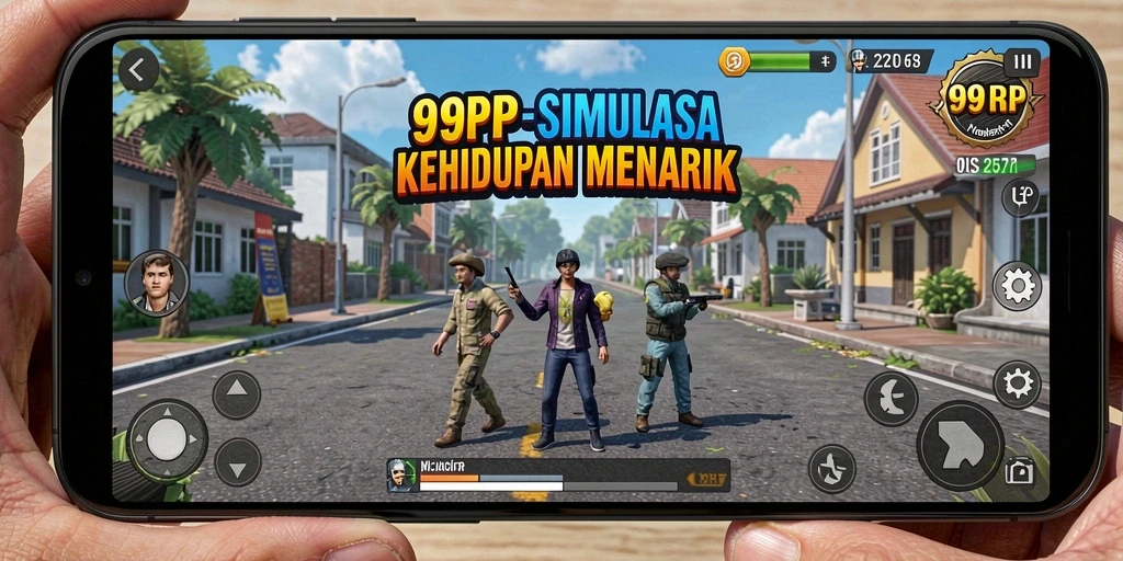 Tampilan gameplay 99RP yang menawan saat karakter berinteraksi.