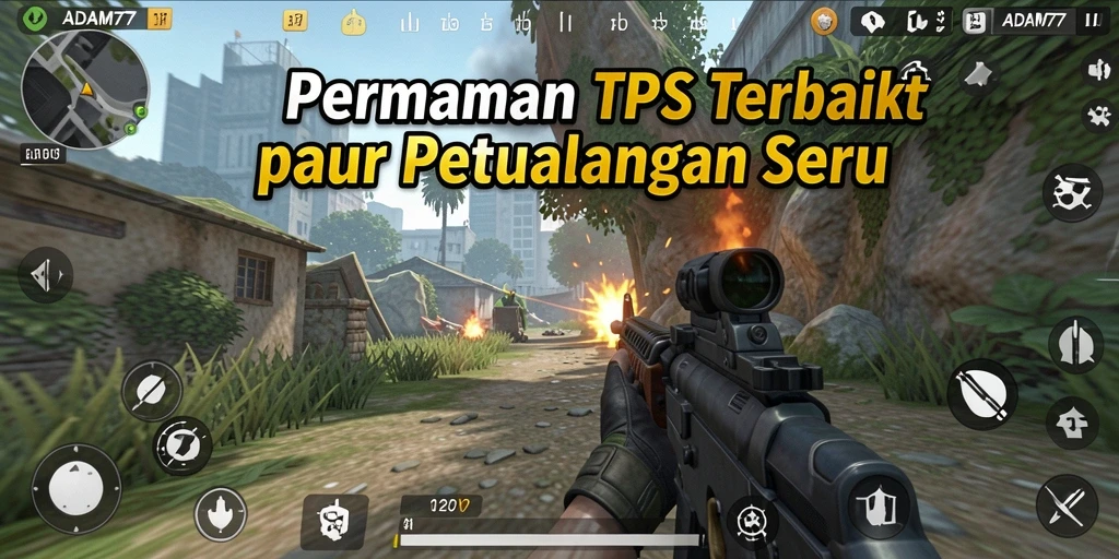Tampilan gameplay seru dari ADAM77 dengan aksi tembak-menembak.