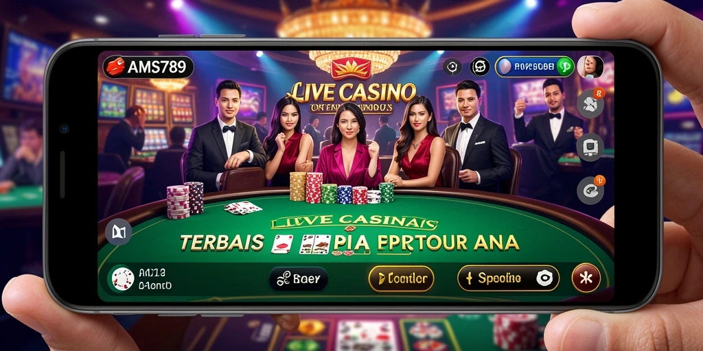 Screenshot gameplay Live Casino AMS789 menunjukkan dealer yang profesional dan permainan yang mengasyikkan.