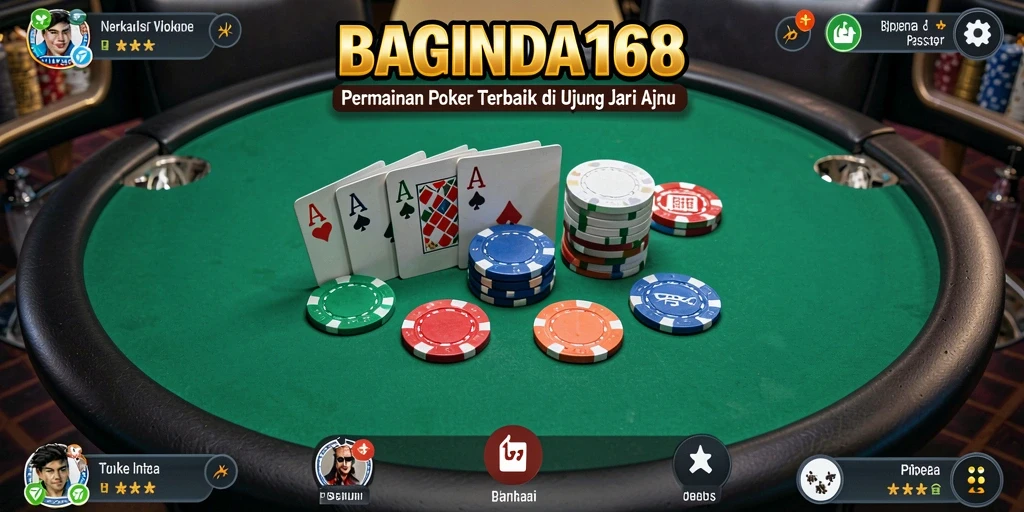 Tampilan utama BAGINDA168 dengan gameplay poker yang seru dan interaktif.