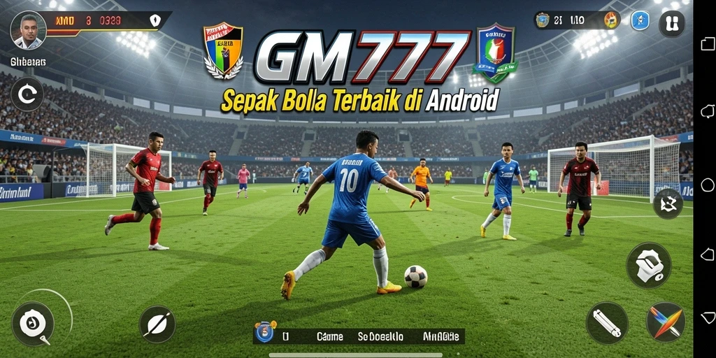 Tampilan gameplay seru di lapangan sepak bola.