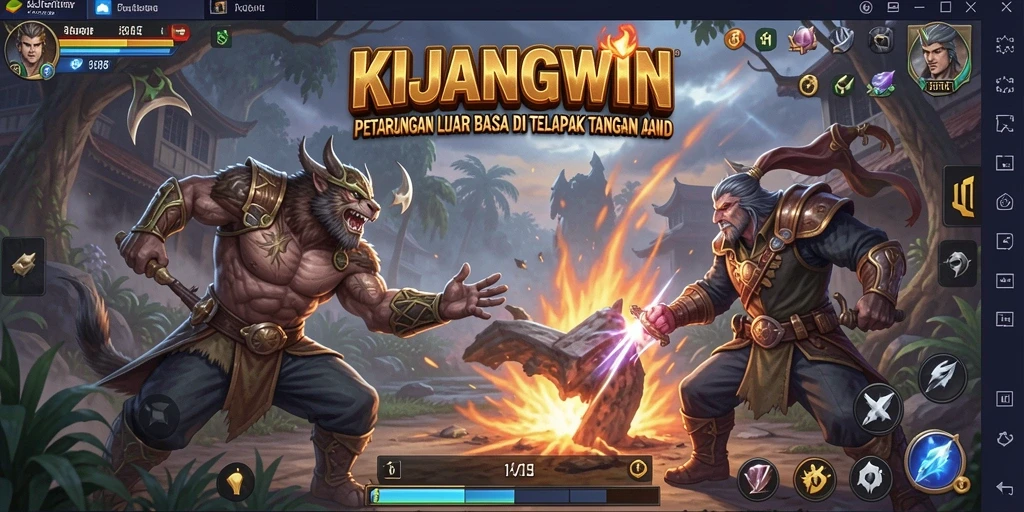 Tangkapan layar gameplay KIJANGWIN menampilkan aksi pertarungan yang mendebarkan.