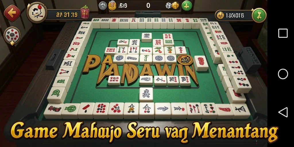 Tampilan seru dari gameplay PANDAWIN saat menyusun ubin Mahjong.