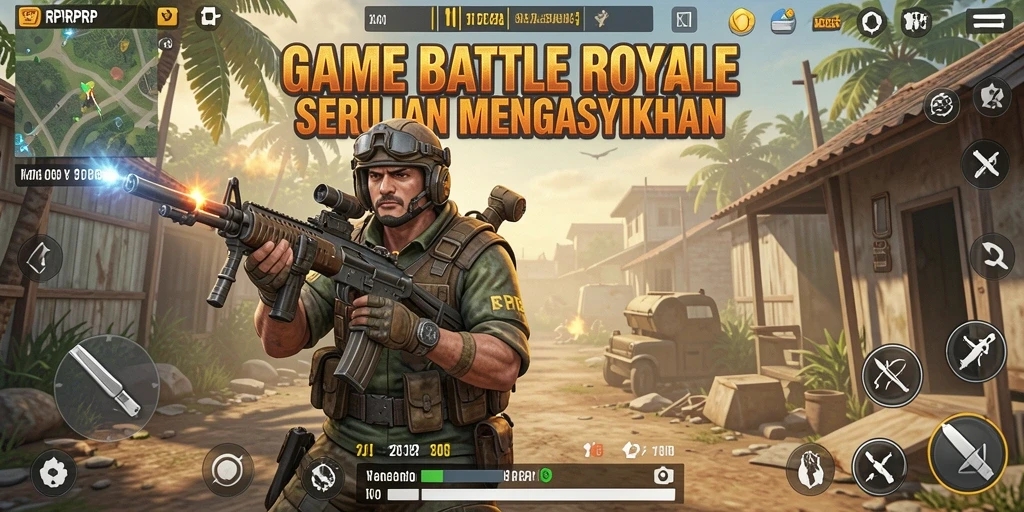 Tangkapan layar dari gameplay seru di RPRPRP Battle Royale.
