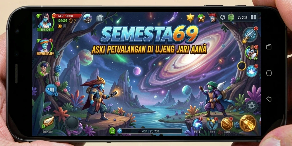 Tangkapan layar utama SEMESTA69 menunjukkan aksi dinamis di tengah pertempuran.