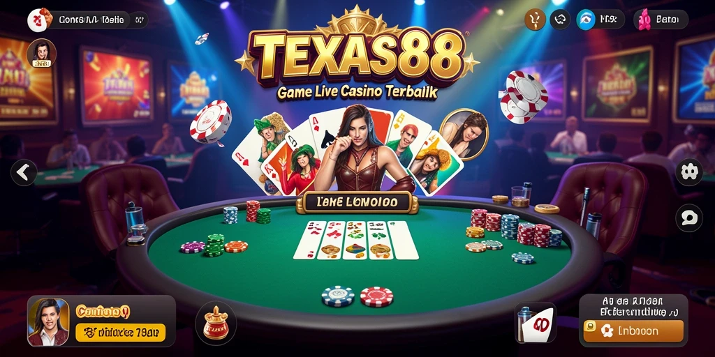 Tampilan gameplay menarik di TEXAS88 dengan dealer langsung.
